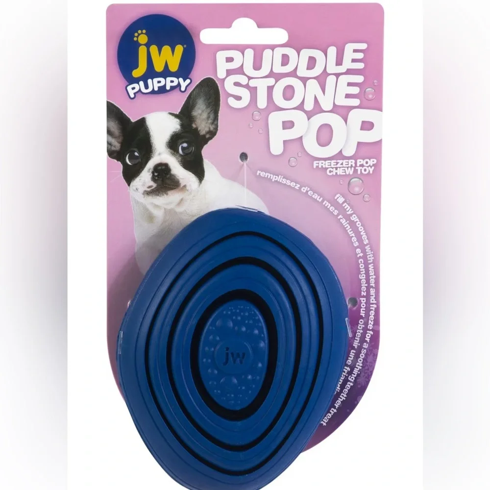 JW Pet Puddle Stone Pop Dog Toy, Blue NEW